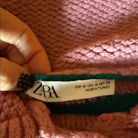 Zara Pink and Green Striped Cowl Neck Sweater - Picture 2 of 2
